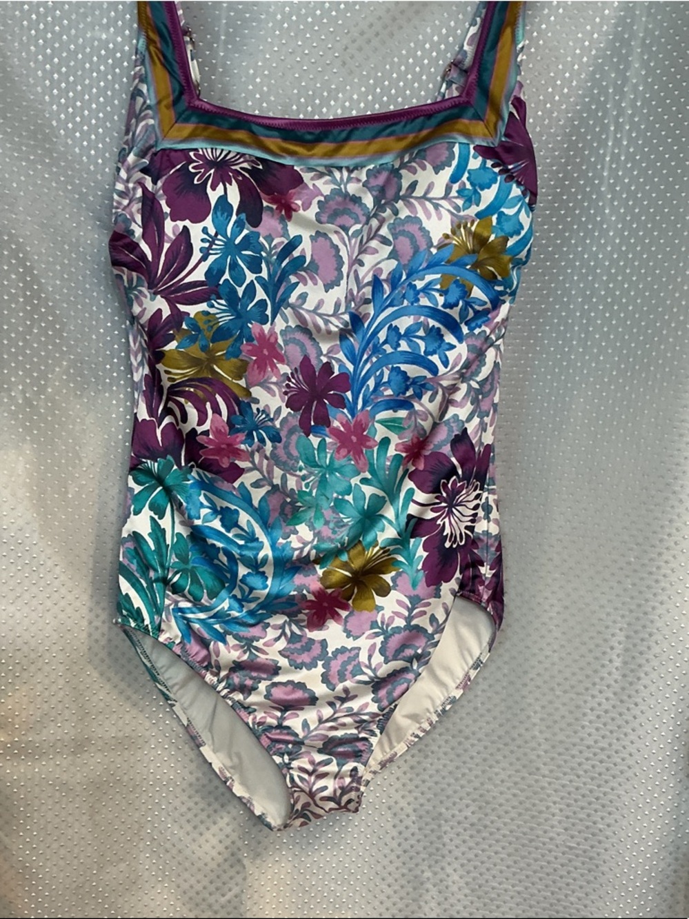 Gottex Purple Teal Floral One-Piece Swimsuit